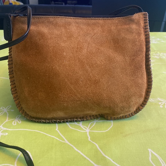 Vintage CARLOS FALCHI brown/black/tan suede crossbody bag - Picture 2 of 10